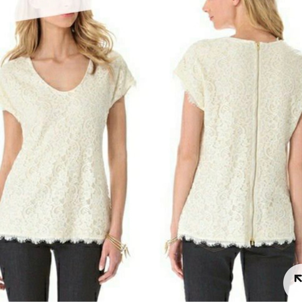 Diane Von Furstenberg lace zip back blouse S